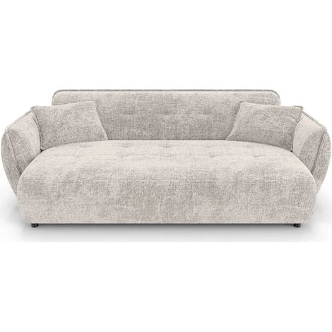 MONA - Canapé droit tissu chenille 3 places Beige (1/5)