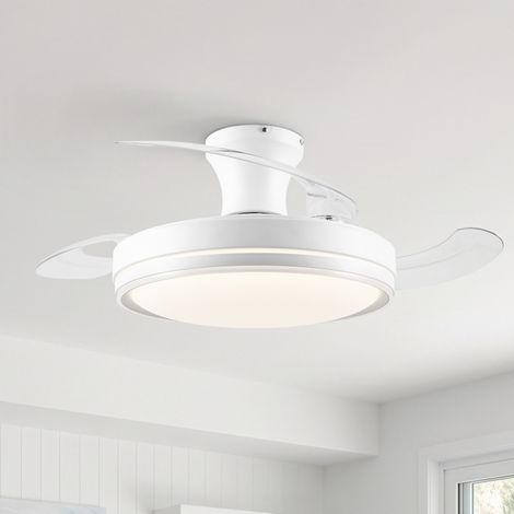 Parrot Uncle 91 cm LED Deckenventilator mit Beleuchtung, ausziehbare Flügel, 3 Farbtemperaturen, 6 Geschwindigkeiten, Multifunktionsfernbedienung, Weiß