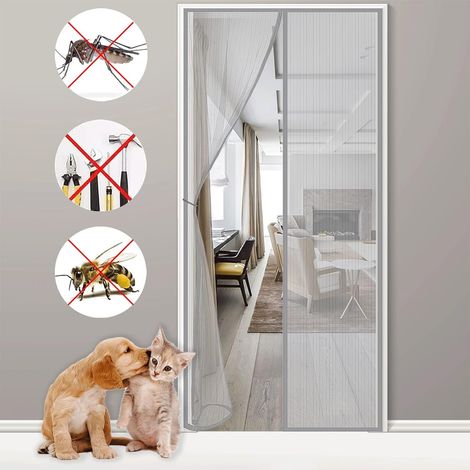 Moustiquaire porte Fenetre Magnetique, Rideau Moustiquaire Fermeture Automatique, Sans Perçage Moustiquaire de Porte, Rideau Anti Moustique, Gris, 90x210cm (1/3)