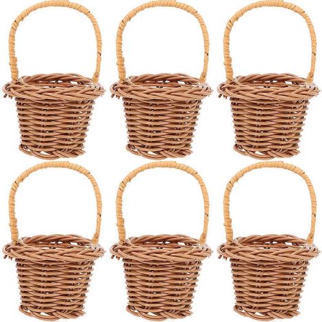 Lot de 6 mini paniers à fleurs, petits paniers tressés décoratifs en rotin, mini paniers à main décoratifs-8.00X5.00X5.00CM (1/4)