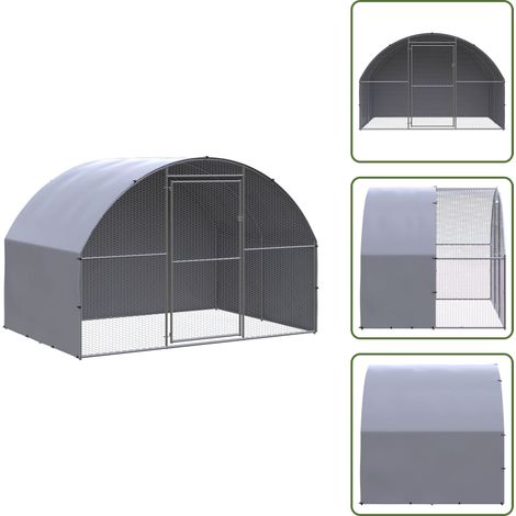 Outdoor-Hühnerstall 3x2x2 m Verzinkter Stahl - Hühnerstall - Hühnergehege - Geflügelhaus - Auslauf Für Hühner - Stall Für Vögel (1/5)