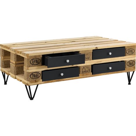 4x Schubladen für Europaletten-Möbeln DIY-Set Schwarz [en.casa]