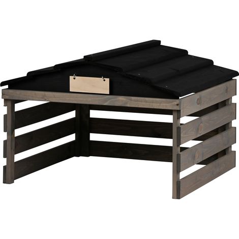 Garage pour Robot Tondeuse en Bois avec Toit Amovible - Abri pour Robot Tondeuse à Gazon avec Panneau Personnalisable - 78,5 x 74 x 52,5 cm - Gris/Noir (1/5)
