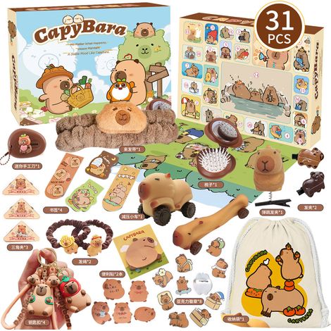Nouveau calendrier de l'Avent 2026, cadeau de Noël pour filles - Accessoires pour calendrier de l'Avent, décorations de Noël, capibara