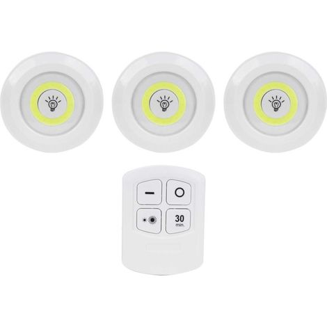 Juego de 3 luces nocturnas COB con mando a distancia, temporizador y regulador de intensidad, para dormitorio, armario o mesita de noche.