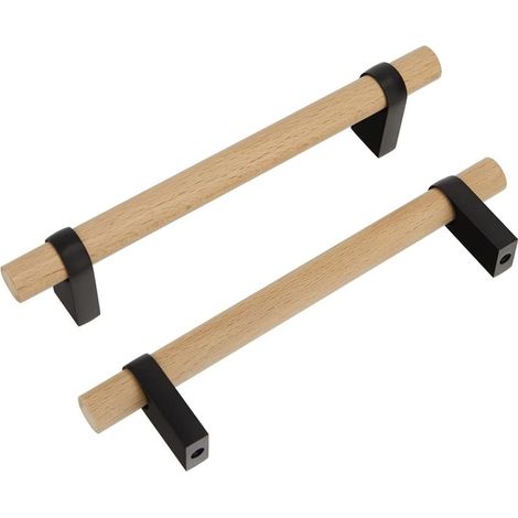 Maniglie per mobili in legno massello – Set da 4 – Design elegante con curve morbide – Facili da installare su armadi e cassetti (1/5)