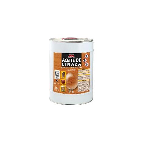 FPLUS aceite linaza   5 litros , DESCRIPCIÓN:
Producto filmógeno para el recubrimiento de superficies: para impregnación de madera, en la 
preparación de pinturas, barnices, tintas