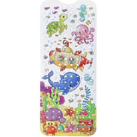 Rutschfeste Badematte, 100 x 40 cm, Babybadematte mit Cartoon-Motiv, rutschfeste Badematte mit 200 Saugnäpfen, PVC-Material, Badematte (1/5)