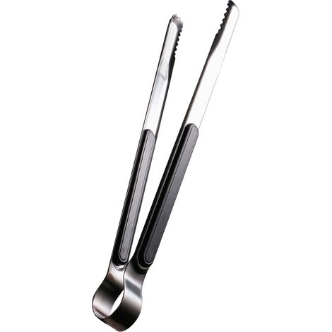 Leicht zu reinigende Küchenzange aus Edelstahl, ideal für Steaks und zum Grillen (25,5 cm, schwarz). (1/5)