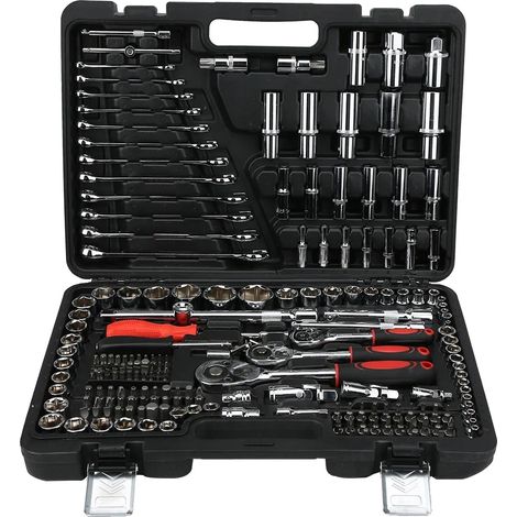 Jeu de clés à cliquet, 215 pièces, mallette à outils complète, noir (1/2)
