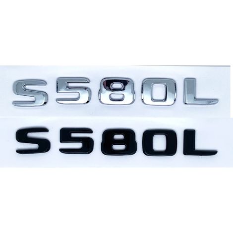 (S580L, Argent) - Emblème ABS série S compatible avec Mercedes-Benz Classe S W222 W223 (logo/autocollant latéral/arrière) (1/5)