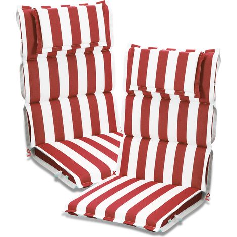 Aoodor High Back Patio Chair Cushions with Headrest, Set of 2 Flanged Outdoor Seat Cushions for Rocking Chairs, Adirondack & Dining Chairs, 120x52x6 cm-red