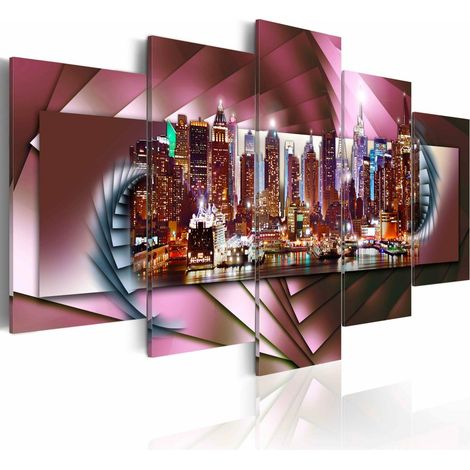 Tableau new york et figure fractale - 200 x 100 cm (1/4)
