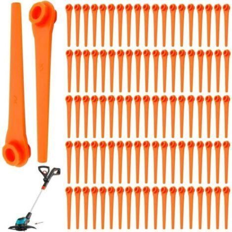 Lot de 100 Lames de Rechange en Plastique pour Coupe-Bordures Gardena 9823 9825 9820 9821 Lames débroussailleuse 70mm (1/4)
