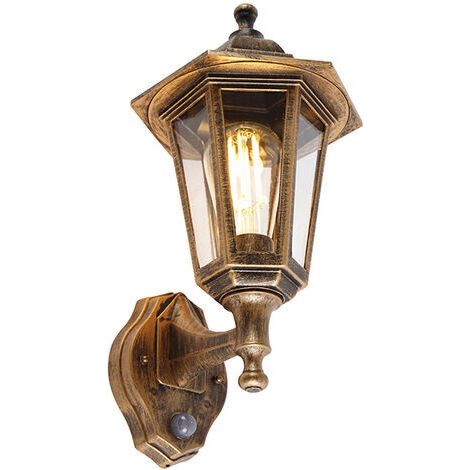 Qazqa – Applique murale extérieure avec détecteur de mouvement – Style classique antique – Longueur 171 mm – IP44 – Compatible E27 jusqu'à 15W (1/4)
