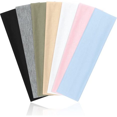 Diademas para mujer, paquete de 7 diademas elásticas, diadema suave y moderna para correr, yoga y maquillaje (blanco, rosa claro, azul claro, caqui, verde). (1/5)