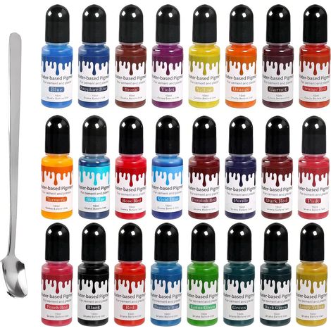 Pigments de couleur pour poudre de coulée, 24 couleurs, Pigments de couleur pour béton, modélisme, bricolage et projets, Poudre facilement soluble, 10 ml x 24 couleurs (1/5)