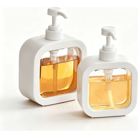 Distributeur de savon en plastique, 2 distributeurs de savon liquide, distributeur de liquide vaisselle, distributeur de savon transparent (500 ml et 300 ml) (1/4)
