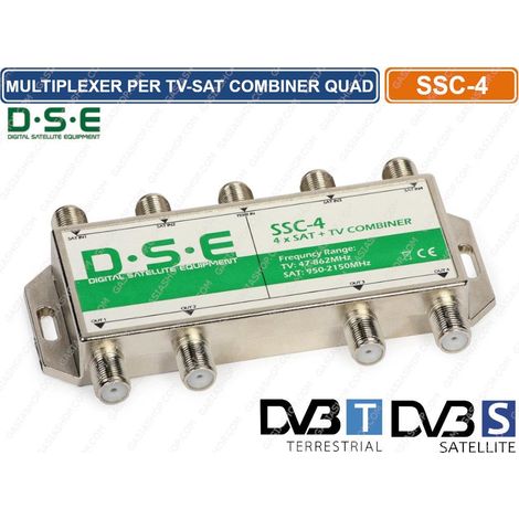 MULTIPLEXER COMBINATORE SEGNALE SAT + SEGNALE ANTENNA 4 SAT 1 TV 4 USCITE COMBO (1/2)