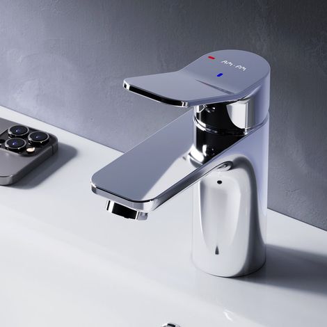 AM.PM Mitiguer Lavabo Robinet Salle Bain Chrome Robinet de Lavabo pour Salle de Bain Mélangeur Lavabo en Laiton