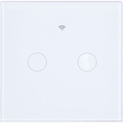 Interrupteur mural intelligent WiFi contrôlé par application TUYA, 2 voies, un seul fil sous tension, norme européenne 80-260 V CA, blanc. (1/5)