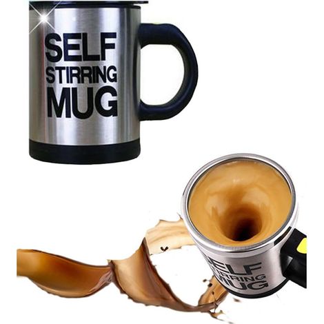 Selbstumrührender Becher / Automatischer Edelstahl-Kaffeebecher zum Mischen und Umrühren, für unterwegs, für Büro und Freizeit, MS-A004A Schwarz