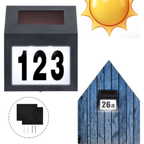 AUFUN Numéro de maison solaire avec panneau solaire pour l'extérieur Anthracite (1/5)