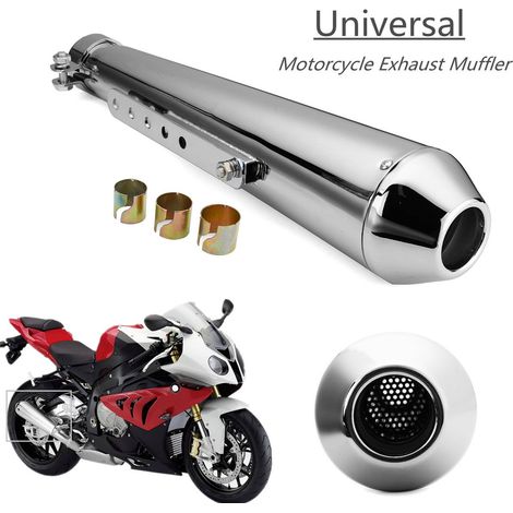 17,5 ''Tuyau d'échappement Universel Pour Moto Cafe Racer avec Support Fantablau (1/5)