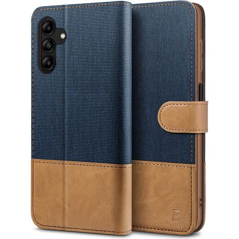 Coque pour Samsung A04S, Etui pour Samsung Galaxy A04S Housse en Cuir de Protection, Portefeuille en Cuir Polyuréthane, RFID Blocage, Pochette pour Monnaie, Fermeture Magnétique, Bleu (1/5)