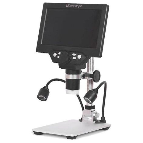 G1200 Digitalmikroskop, 7-Zoll-Farbdisplay, große Basis, LCD-Anzeige, 12 MP, 1-1200-fache Vergrößerung, US-/EU-Stecker, inklusive Batterie (1/5)