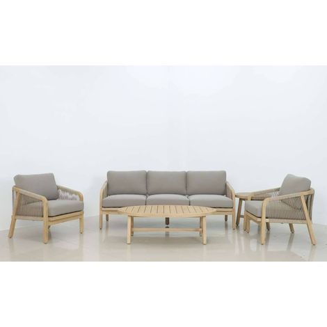 Set di mobili da giardino papouasie a 5 posti in poliestere e acacia - Hespéride