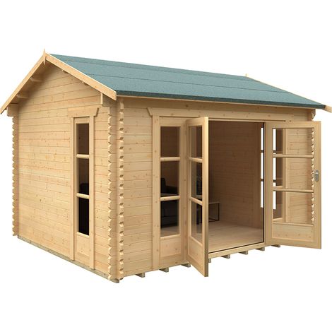 14x12 Bamber 44mm Cabin - L415 x W355 x H282.9 cm - Solid Wood/Softwood/Pine - Natural