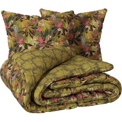 Parure de lit imprimée Tropical Boudoir 240 x 220 cm Vert kaki (1/3)