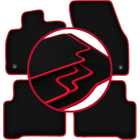 Tapis de sol en velours avec bordure rouge pour : Volkswagen Touran II monospace (2016-)