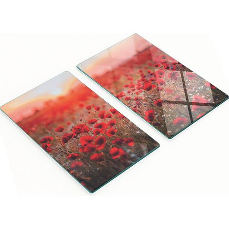 Tablas de cocina decorativas multifuncionales, endurecidas, con diseño de campo de amapolas, 2x30x52 cm. (1/5)