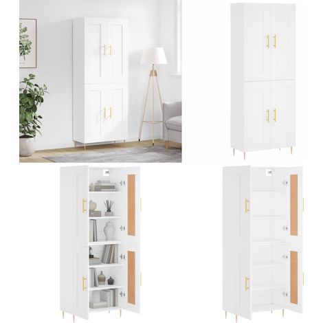 Highboard Weiß 69,5x34x180 cm Holzwerkstoff - Holzwerkstoff - Schrank (1/5)
