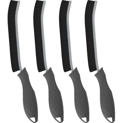 4 Pièces Brosse Nettoyage Salle de Bain - Brosse à Joint Carrelage Poil Dur pour Cuisine et Fenêtre Éviers Toilettes WC Baignoire Carrelage Sol (4, Gris) (1/5)