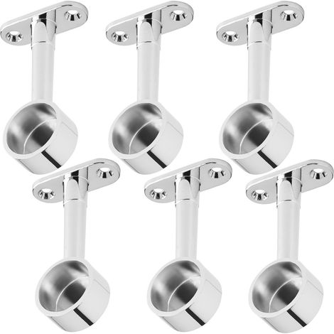 3 Paar (6 Stück) Schrankstangenhalter für 3 runde Schrankrohre Ø 25 mm Chrom poliert höhenverstellbar 64 - 93 mm Kleiderstangenhalter Schrankrohrlager Schrankstangenträger von SOTECH