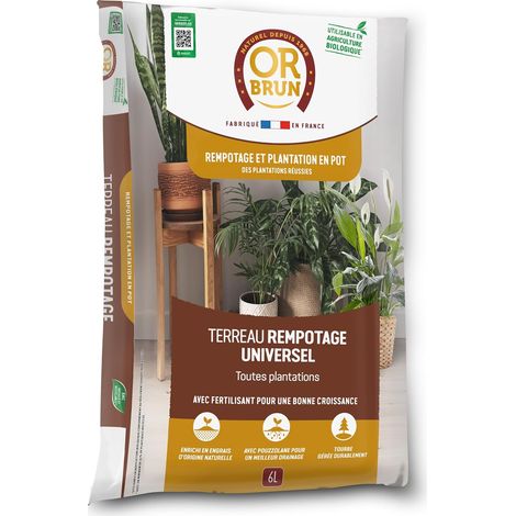Or Brun Terreau Rempotage Universel - pour Toutes Les Plantes en Pots - 6L (1/5)