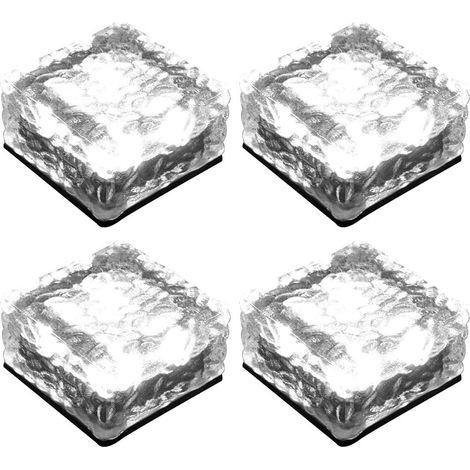 LED Solar Lights for Glass Paver, Pathway Lights, Solar Lights for Garden, Balcony and Patio, Outdoor Decoration (4 Pack/Warm White) (1/5)