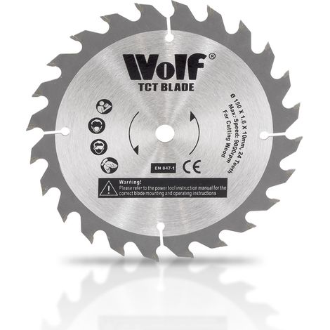 Wolf Professional 150mm 24T TCT Circular Saw Blade, 10mm Bore, 1.6mm Thick