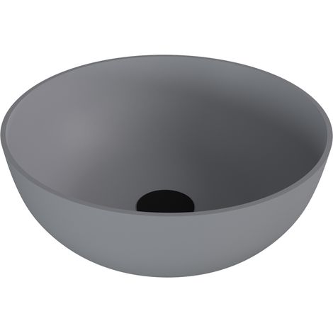 Vasque à poser BANERA ROND, marbre coulé, dia. 39cm, gris mat (1/4)