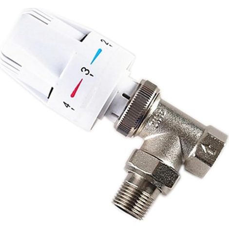 Vanne Thermostatique Angulaire Radiateur - Réglage Automatique Température - Laiton - DN15 (1/2") - Avec Sonde Intégrée - Pour Chauffage Central (1/3)