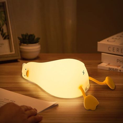 Nachtlicht, flaches Enten-Nachtlicht, USB wiederaufladbares Silikon-LED-Nachtlicht – schaltet sich mit einem Klick ein, dekoratives Nachtlicht für Babyzimmer