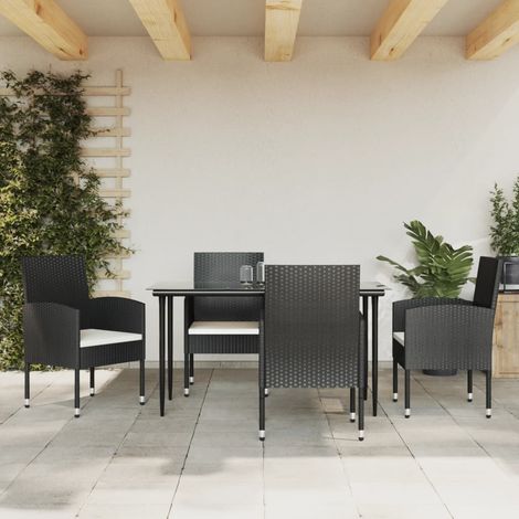 Juego de comedor de jardín 5 pzas ratán sintético y acero negro vidaXL (1/5)