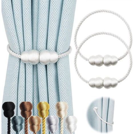 Magnetische Gardinenhalter, elegante Outdoor-Gardinenhalter, weiß, 2er-Set