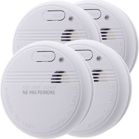 Otio – Lot de 4 détecteurs de fumée NF – Autonomie 3 ans – Alerte sonore puissante – Montage simple sans branchement