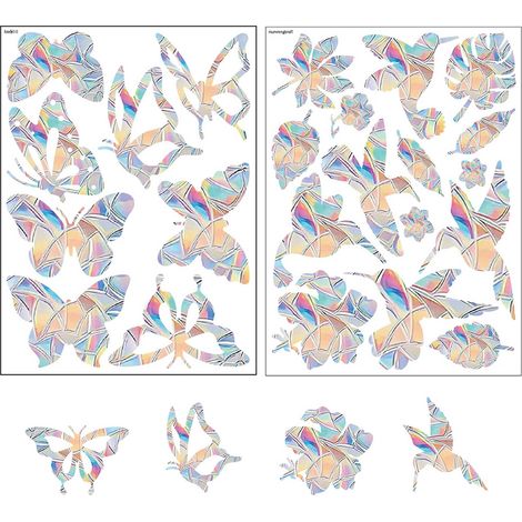 Decal Fenêtre Anti-Collision Oiseaux - Autocollant Suce-Lumière Prisme PVC Réutilisable - Pour Vitres Maison Bureau - Lot de 12 (1/5)
