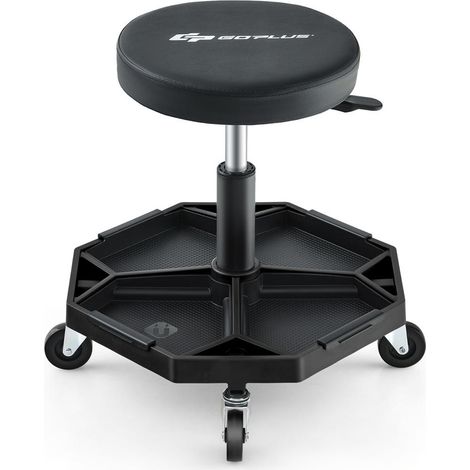 Mécaniciens et bricoleurs, tabouret d'atelier à roulettes facile à déplacer, siège rotatif 360°, charge 330 lb (1/5)