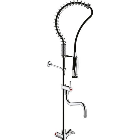 Grifo de cocina profesional de repisa con ducha y caño de llenado PRESTO Chef cromado (1/2)